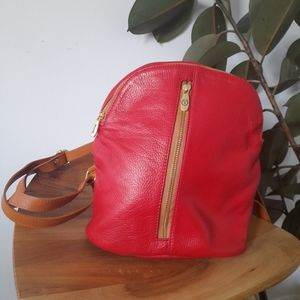 Valentina Red Leather Backpack Purse